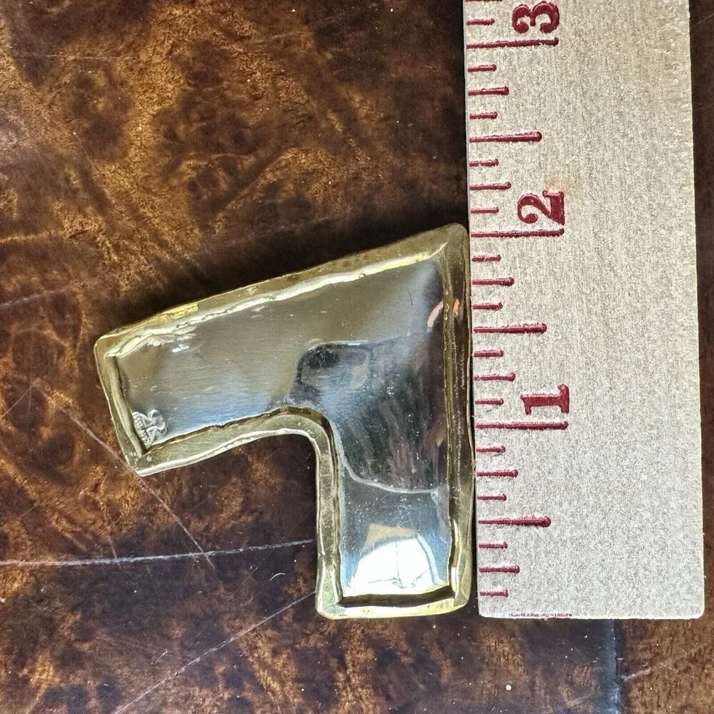 Vintage Victory Brooch Pin 2 Inch Gold Silver‎ Tone Signed Handmade Modernist